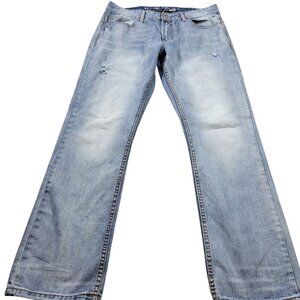 I Jeans By Buffalo Mens 34x32 Ethan Super Slim Denim Blue Distressed